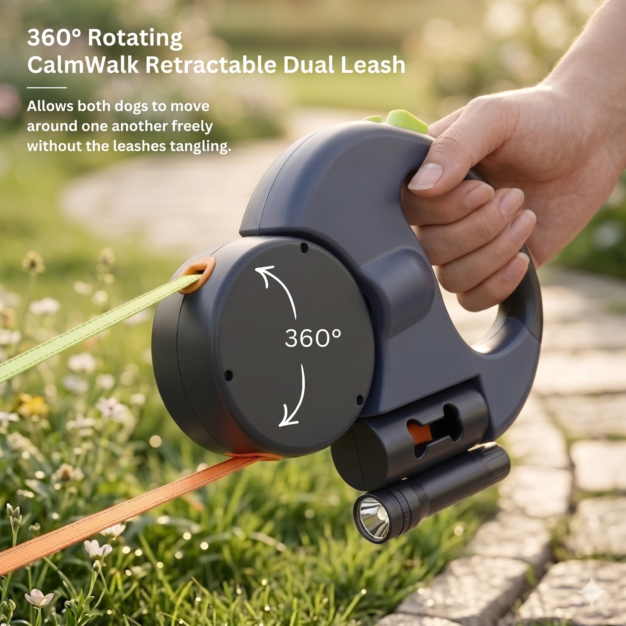 CalmWalk Retractable Dual Pet Leash